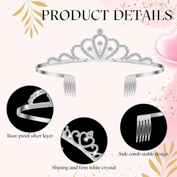 24 Pcs Crystal Tiara Headbands Alloy Rhinestone for Weddings Prom Bridal main image 6